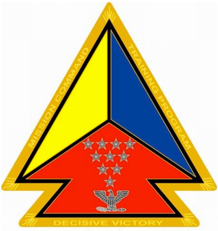 Arrowhead shaped logo used by the Mission Command Training Program